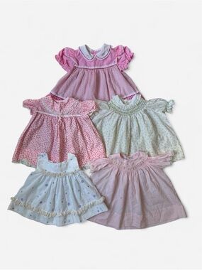 Vintage Baby Girl Dress Lot 5pc | Smocked Floral